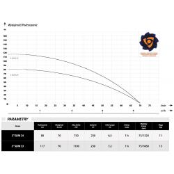 Wykres wydajności i parametry pompy głębinowej 3sdm24 IBO 230V z 20m przewodu