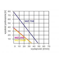 Wykres wydajności pompy hydroforowej WZ 250 230V Omnigena