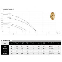 Wykres wydajności i parametry pompy hydroforowej WZI 250 230V IBO