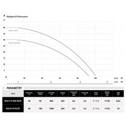 Wykres wydajności pompy zatapialnej Multi IP 1000 AUTO IBO