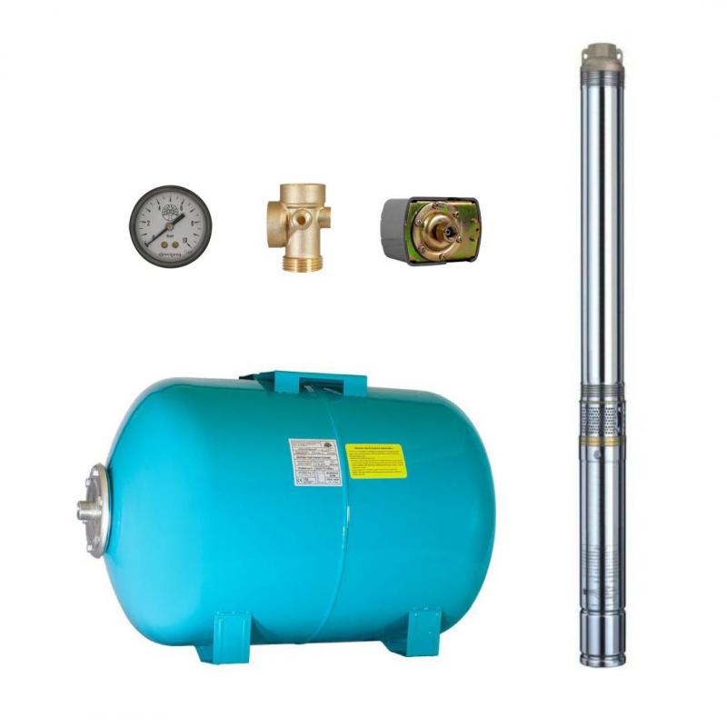 Zestaw głębinowy - pompa 3.5" SC 3/19 230V, zbiornik poziomy 80l Omnigena