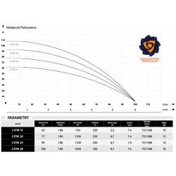 Wykres wydajności pompy głębinowej 3 STm 20 IBO 230V